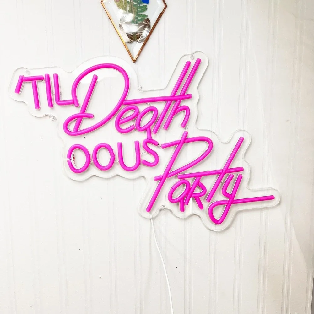Til Death 16in x 14in LED Neon Sign Light Couple Wedding Engagement Wall Decor